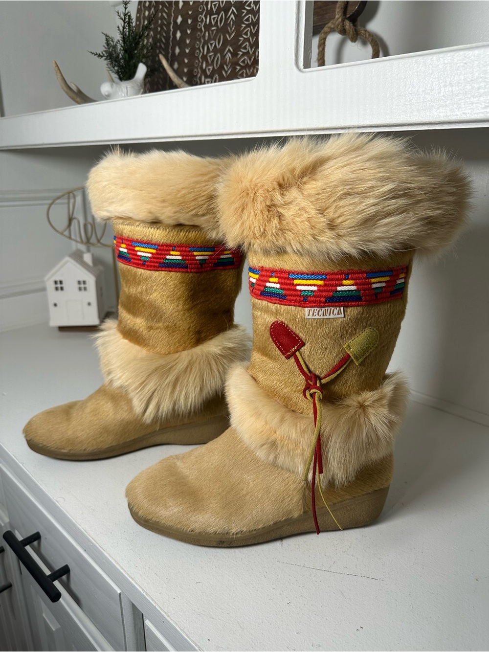Vintage Tecnica Moon Boots Women US 8.5 EU39 Italian Apres Ski Shearling Rare